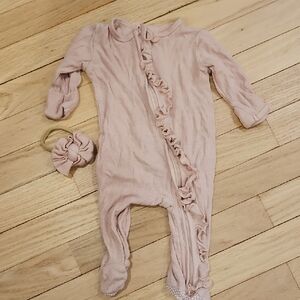 Caden Lane Blush Pink Ruffle Footed One-Piece